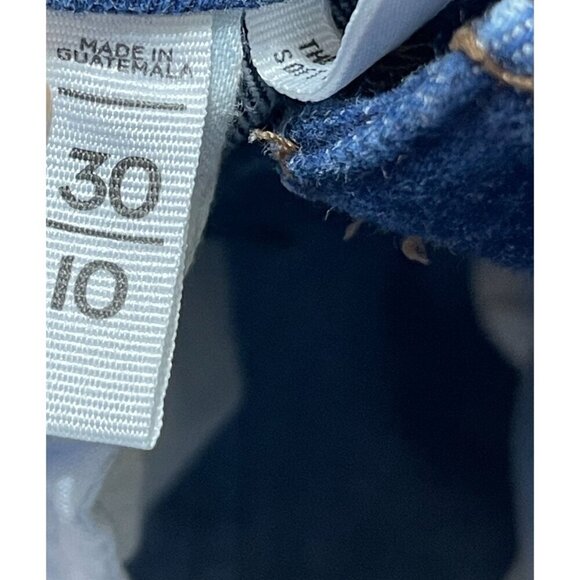 Loft Jeans The Super Soft Girlfriend Raw Hem Dark Wash Size 10 Stretch - Picture 4 of 7